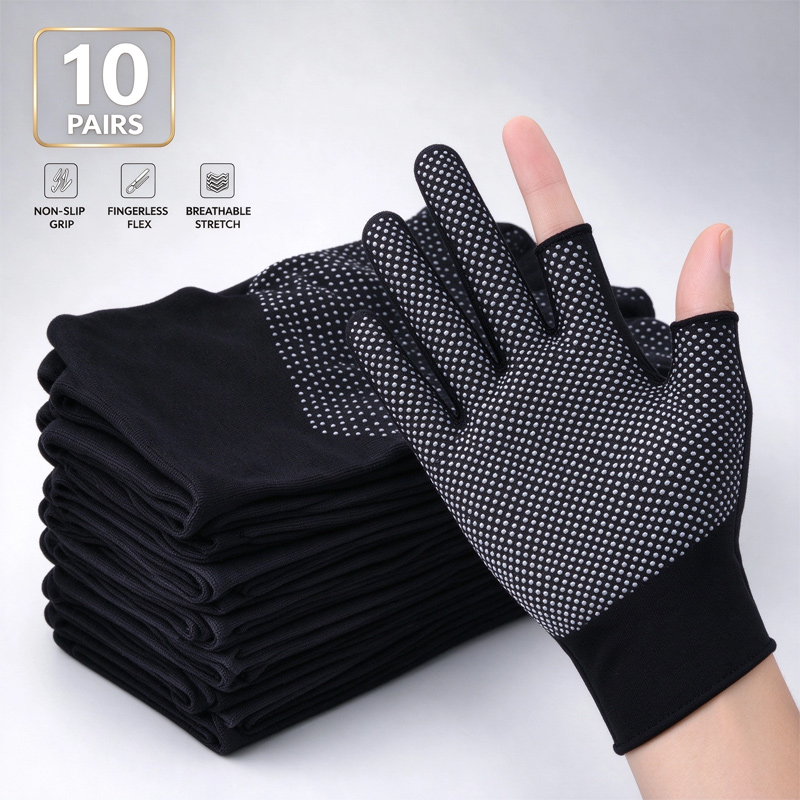 Fishing Gloves - 1-10 Pair Touchscreen Nylon Gloves Non-slip
